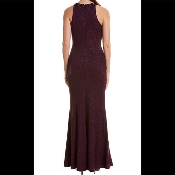 Formal Dress Sizes 10 12 14 Purple Mermaid Glitter Sparkle Beaded Neck NIGHTWAY - Picture 6 of 11